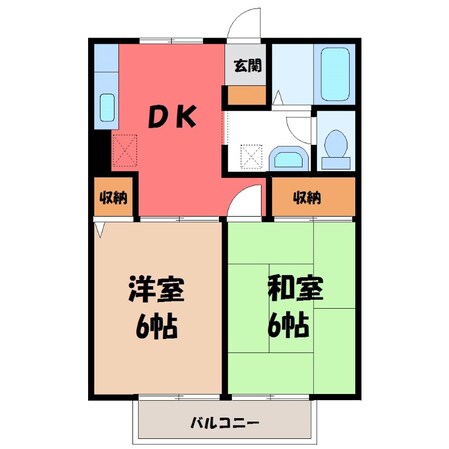 宇都宮駅 バス26分  柿の木幼稚園下車：停歩2分 2階の物件間取画像